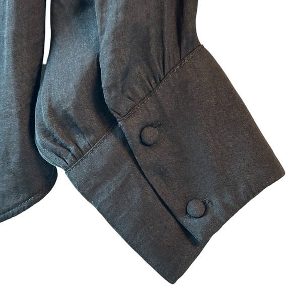 Anthropologie Madison d’ Amélie satin Black V-Neck Blouse - Picture 6 of 6